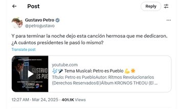 Gustavo Petro compartió una canción