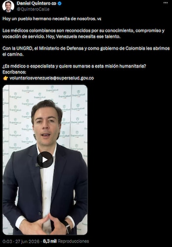 Daniel Quintero coordinó envío de médicos colombianos para socorrer a Venezuela tras el doble terremoto - crédito @QuinteroCalle/X