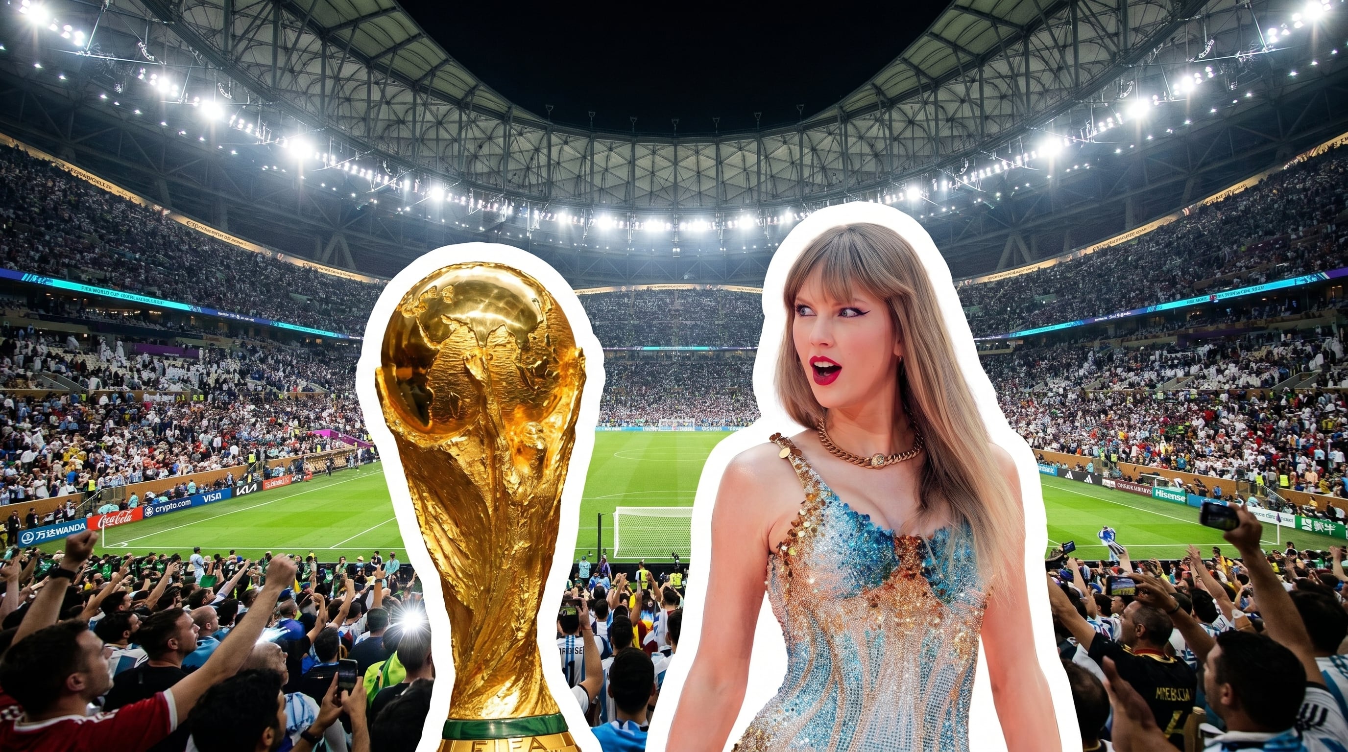 La Copa del Mundo 2026 y la gira Eras de Taylor Swift son dos de los mayores fenómenos de convocatoria de los últimos años, aunque sus efectos económicos presentan diferencias significativas. (Imagen Ilustrativa Infobae)
