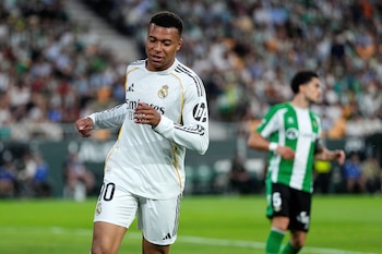 El delantero del Real Madrid Kylian Mbappé (AP Foto/José Bretón)
