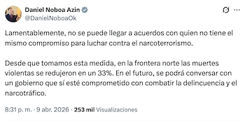 El tuit de Daniel Noboa.