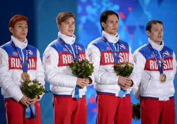 From left : Russia's gold