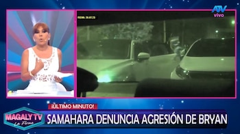 Magaly revela denuncia de Samahara Lobatón y cuestiona el interés de Bryan Torres por su celular. Captura: Magaly TV La Firme.