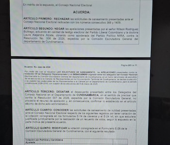 La colectividad sostuvo que la decisión del CNE desconocería los resultados oficiales del escrutinio departamental en Cundinamarca - crédito @RedAccionPolit2/X
