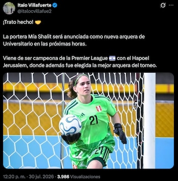 Mía Shalit se alista para ser nueva futbolista de Universitario de Deportes.