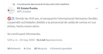 Aeropuerto Internacional Hermanos Serdán suspendió