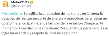 Las redes sociales reportaron las maniobras que se realizan en la Línea B luego del retraso de las unidades.