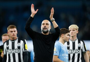 Pep Guardiola celebra la victoria