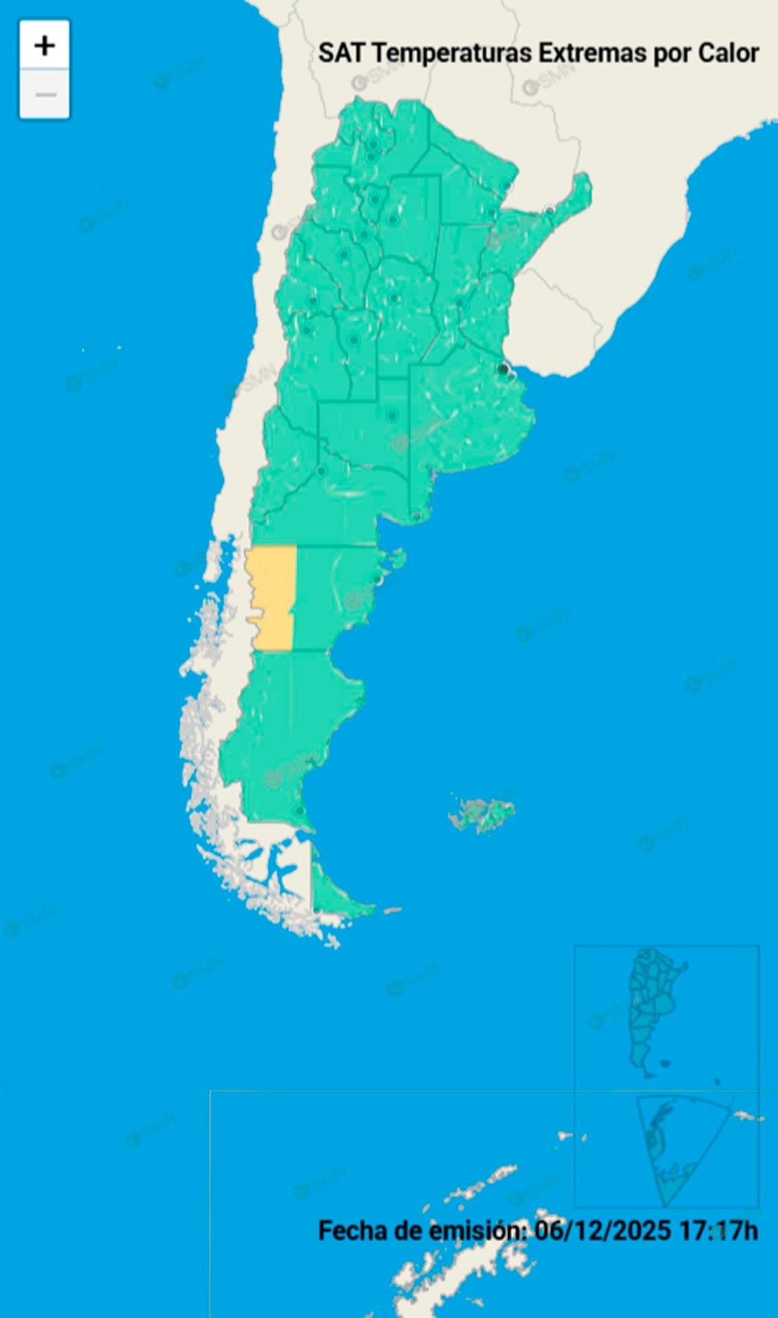 Chubut cuenta con alerta amarilla por temperaturas extremas de calor.