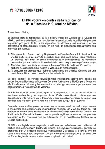 El PRI anunció que votará