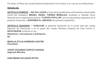 JEE archiva proceso contra Miguel Torres.
