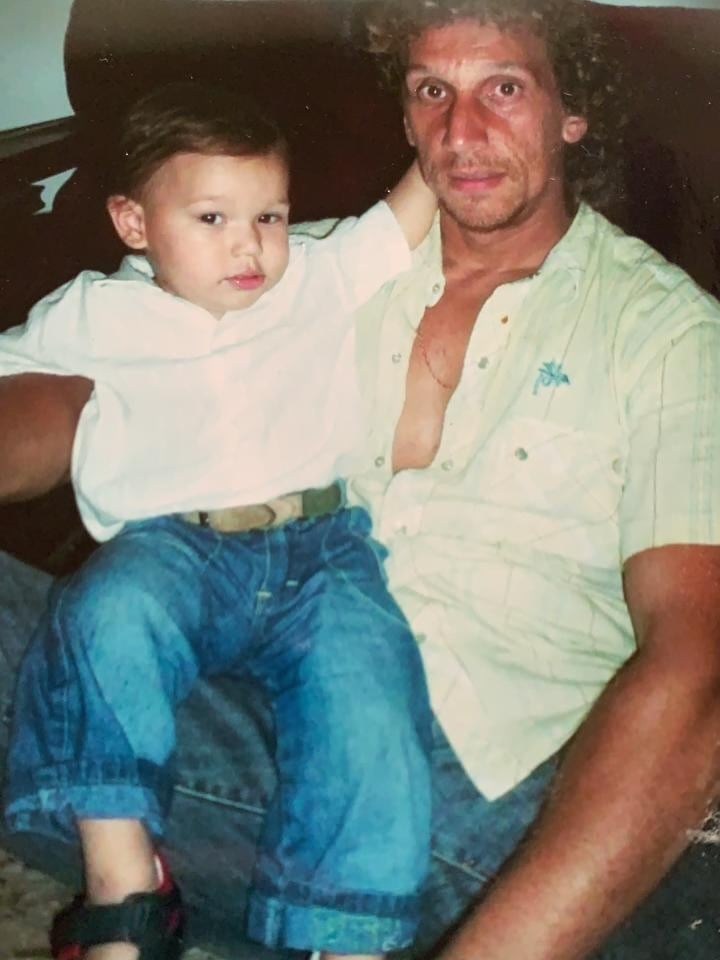 Franco junto a su padre Fernando, el recordado entrenador de arqueros del Xeneize
