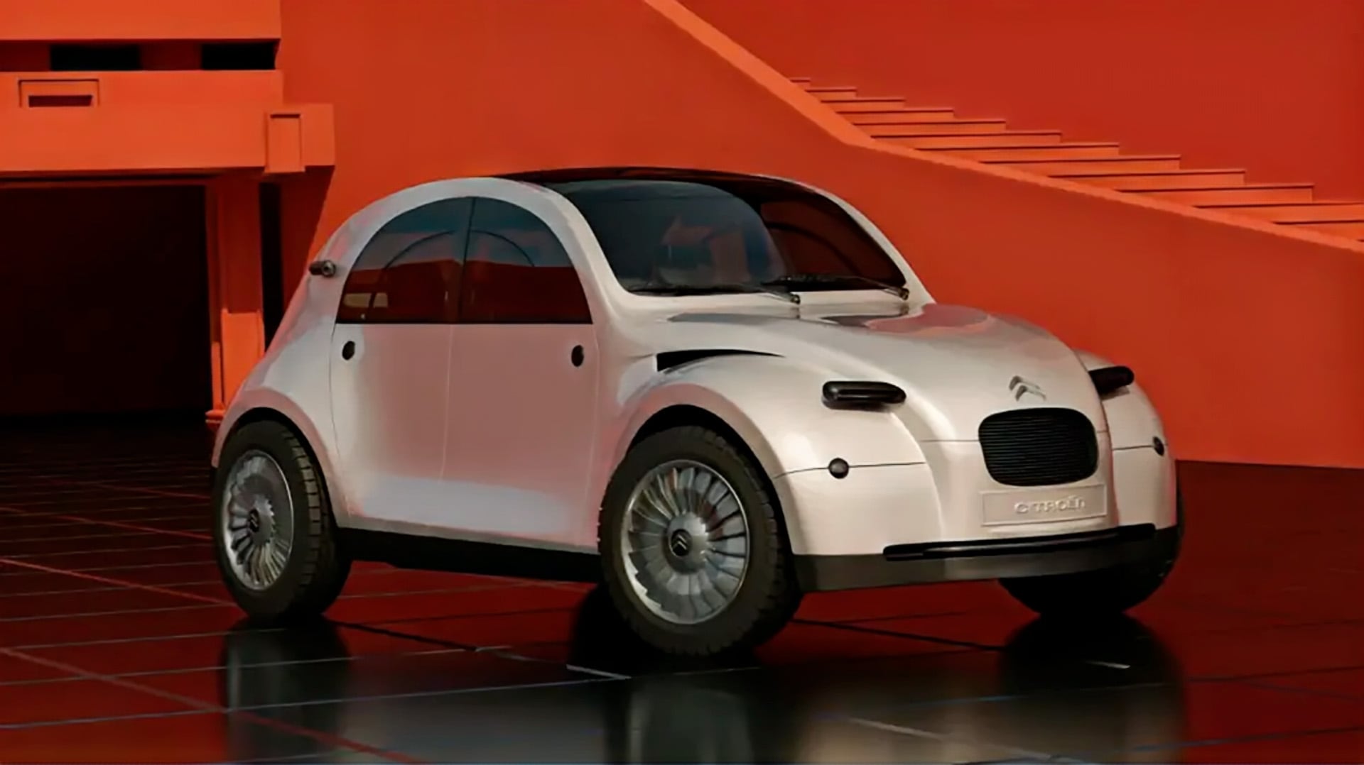 La moderna reinterpretación del clásico Citroën 2CV eléctrico, un vehículo asequible que se presentará en el Salón de París 2026 y podría llegar a las calles en 2027. (Dejan Hristov)