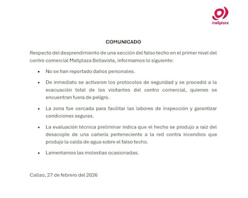 Comunicado Mallplaza Bellavista.