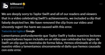 Billboard publicó una disculpa pública