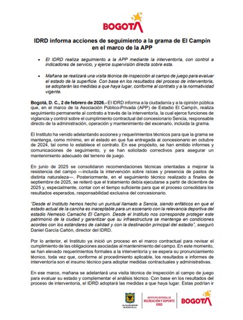 el Idrd reconoció que los tiempos previstos para la consolidación del tratamiento no se habrían cumplido - crédito Idrd
