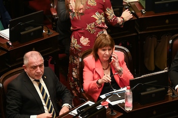Patricia Bullrich junto a Luis Juez, durante la sesión en el Senado