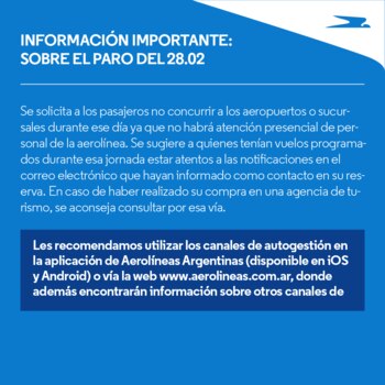 Comunicado Aerolíneas Argentinas.