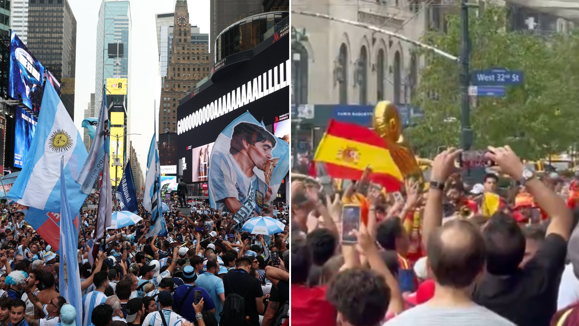 Lugares icónicos de Nueva York y Nueva Jersey viven la fiebre mundialista por la final entre Argentina y España (Reuters/X)