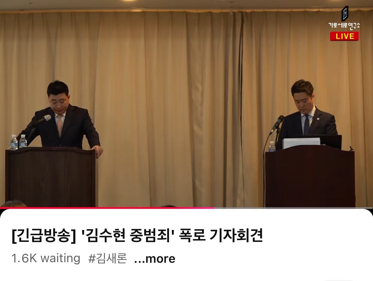 La familia de Kim Sae-ron presentó una denuncia penal contra Kim Soo-hyun por presunto abuso sexual cuando la actriz era menor (Captura: Garo Sero Institute)