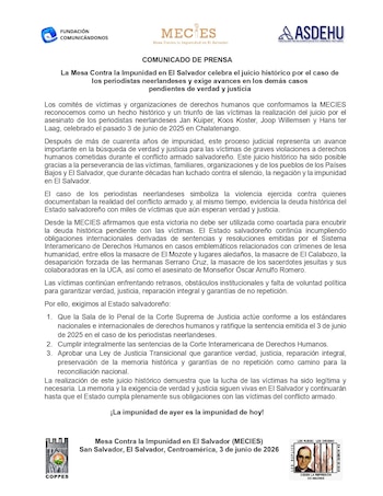 La Mesa Contra la Impunidad pidió además una Ley de Justicia Transicional y el cumplimiento de resoluciones del Sistema Interamericano, a un año de la condena.
