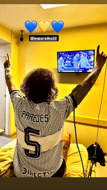 Daniel Osvaldo celebró la victoria de Boca en el hospital