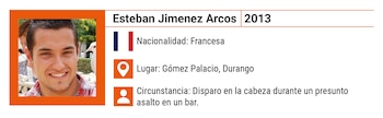 El joven francés murió a los 22 años tras recibir un disparo en la cabeza durante un presunto asalto en un bar de Gómez Palacio, Durango, en 2013. Crédito: Jovani Pérez, Infobae