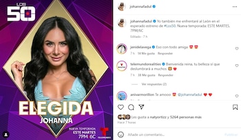 Johanna Fadul confirmó su participación en el reality show 'Los 50'. La acompañará su pareja, Juanse Quintero - crédito @johannafadul/Instagram