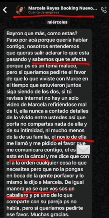 Mensaje que le enviaron a