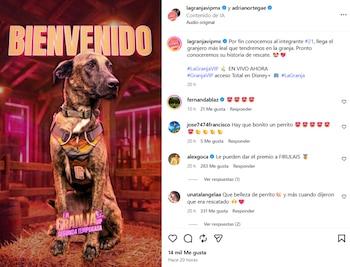 La producción de La Granja VIP difundió en Instagram la imagen promocional del nuevo habitante y adelantó que próximamente compartirá la historia de su rescate.