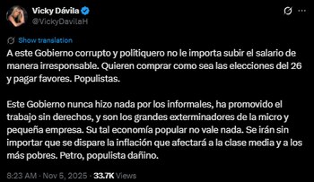 Vicky Dávila se pronunció sobre