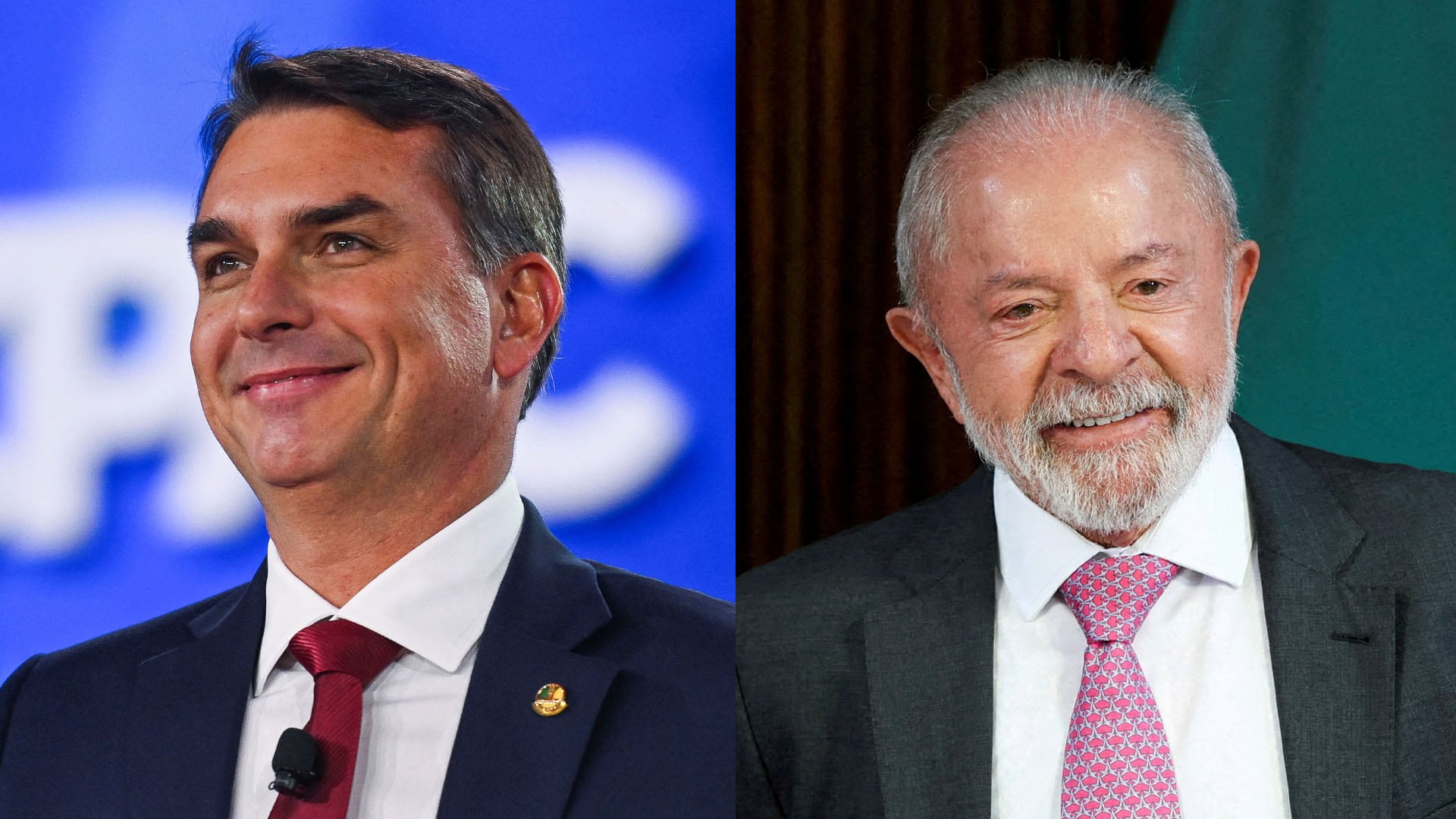 El senador Flávio Bolsonaro y el presidente Luiz Inácio Lula da Silva