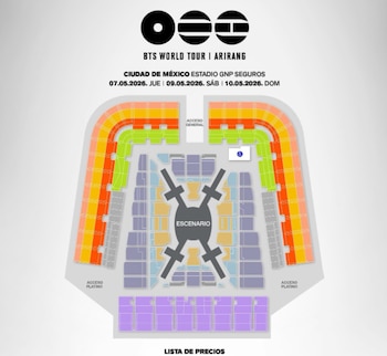 El mapa de precios y zonas estará disponible en el sitio web de Ticketmaster para facilitar la compra de boletos para BTS. (X/ @ocesakpop)