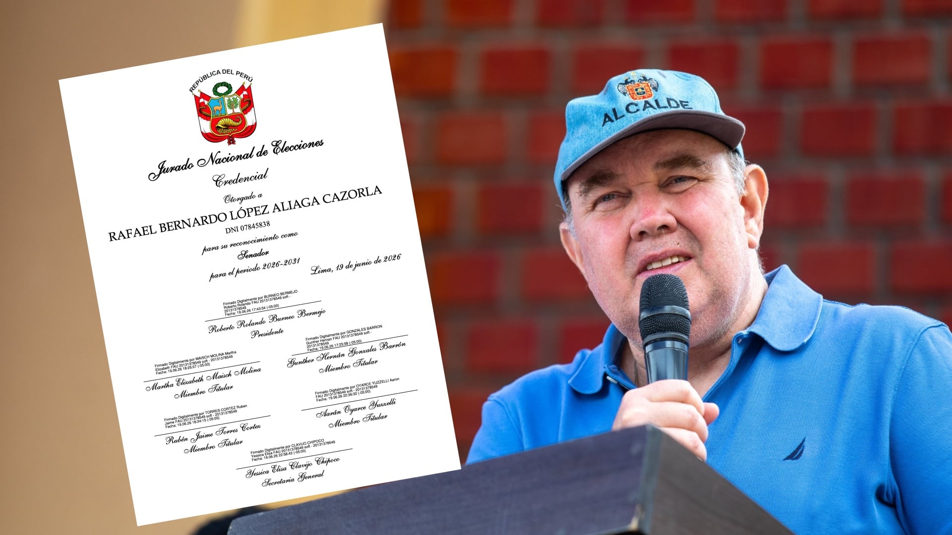 Rafael López Aliaga recibe credencial de senador del Jurado Nacional de Elecciones