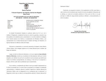 La decisión del tribunal se produjo después de que Carlos Ramón González no se conectara a la audiencia y no acreditara un nuevo abogado - crédito Tribunal Superior de Bogotá