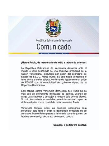 El comunicado de la cancillería