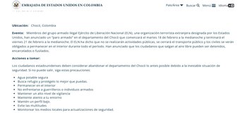 Estados unidos alerta a extranjeros