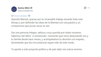 Captura Reacciones a la renuncia de Adorni - Mensaje de Karina Milei
