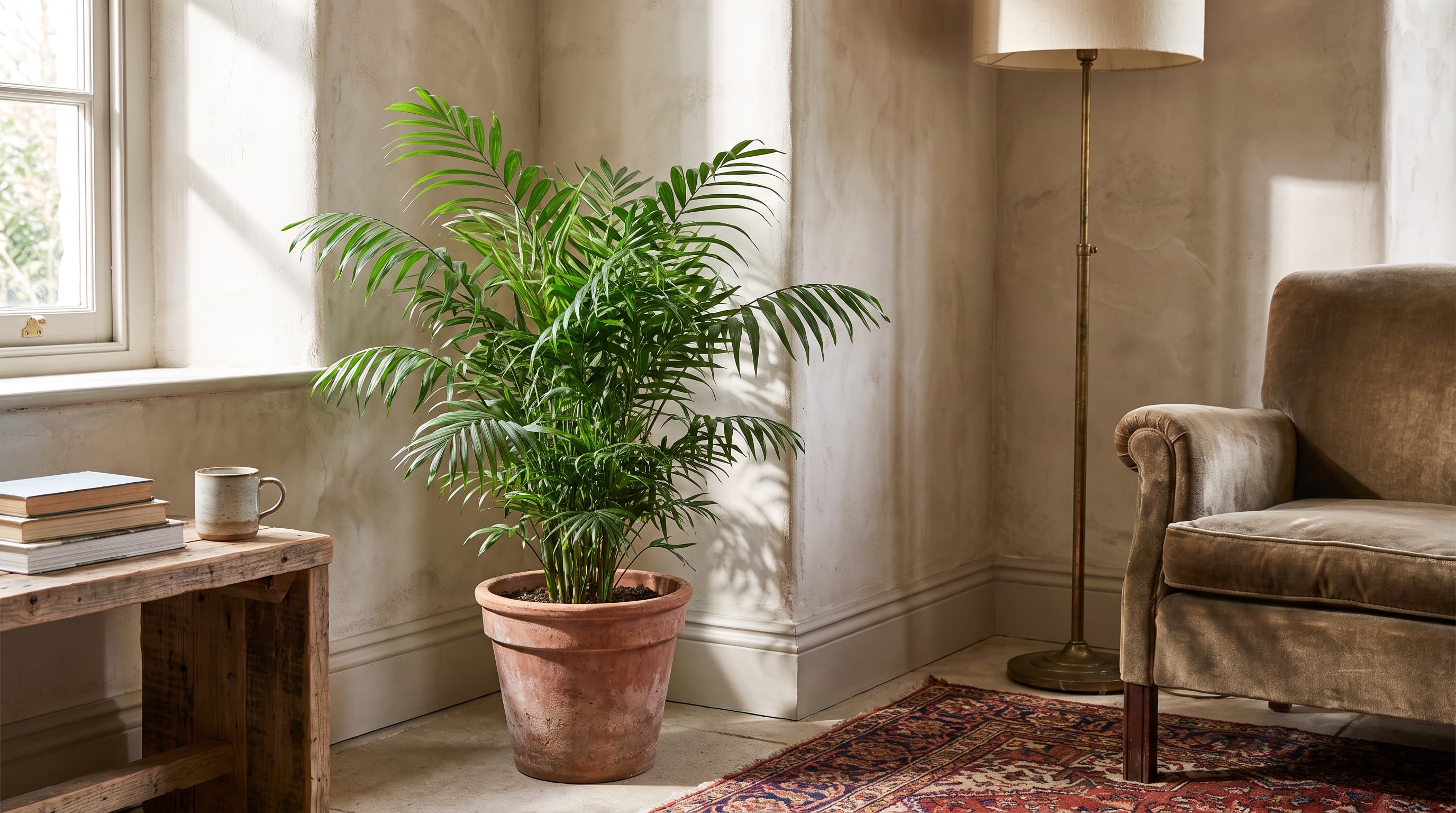 La palmera de salón se desarrolla en interiores con luz indirecta y riegos moderados. (Imagen Ilustrativa Infobae)