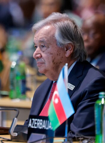 El Secretario General de las Naciones Unidas, Antonio Guterres, asiste a la ceremonia de apertura de la conferencia de las Naciones Unidas sobre el cambio climático COP29 en Bakú, Azerbaiyán, el 12 de noviembre de 2024. REUTERS/Maxim Shemetov