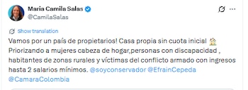 Las mujeres cabeza de hogar figuran entre los grupos priorizados y podrían recibir una cobertura adicional sobre la tasa de interés - crédito @CamilaSalas/X