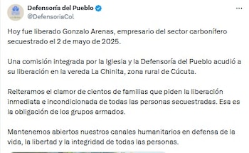 Defensoría del Pueblo sobre liberación