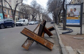 Estructuras antitanques en Odessa (Reuters)