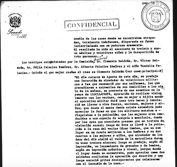 Fragmento del informe de la comisión investigadora del Congreso en 1985 del caso Acomarca.