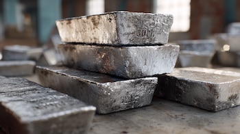 Lingotes de estaño, un metal