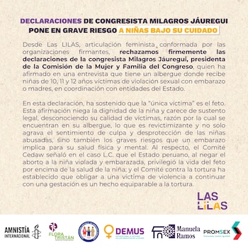 Comunicado de organizaciones ante declaraciones