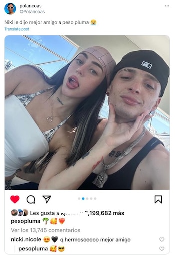 En X, esta foto presuntamente tomada del perfil de Nicki Nicole en Instagram, causó polémica