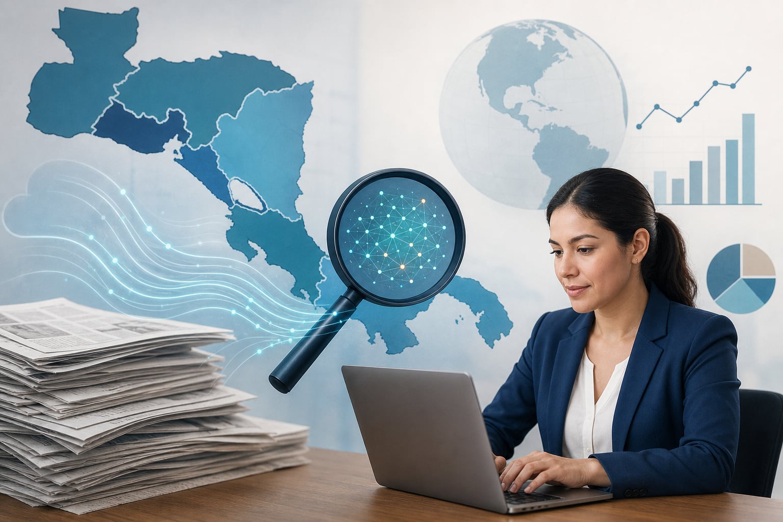 Una analista utiliza la minería de textos en archivos de prensa para evaluar indicadores económicos en América Central. (Imagen Ilustrativa Infobae)