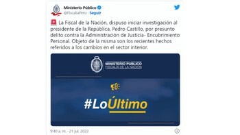 Twitter oficial del Ministerio Público.