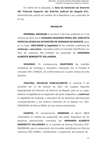 La decisión judicial confirma que